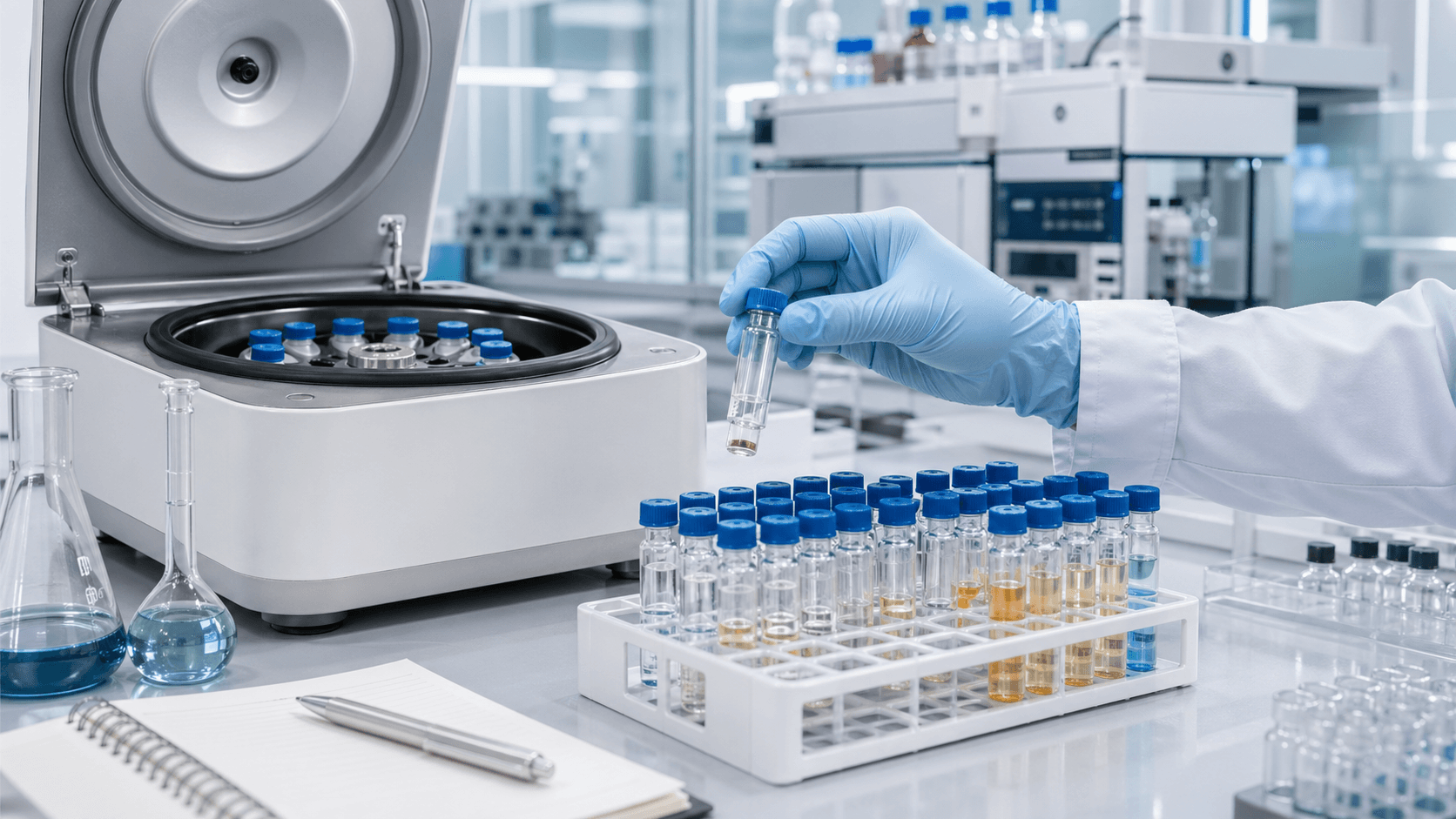 制药研发中心样品离心与分析场景